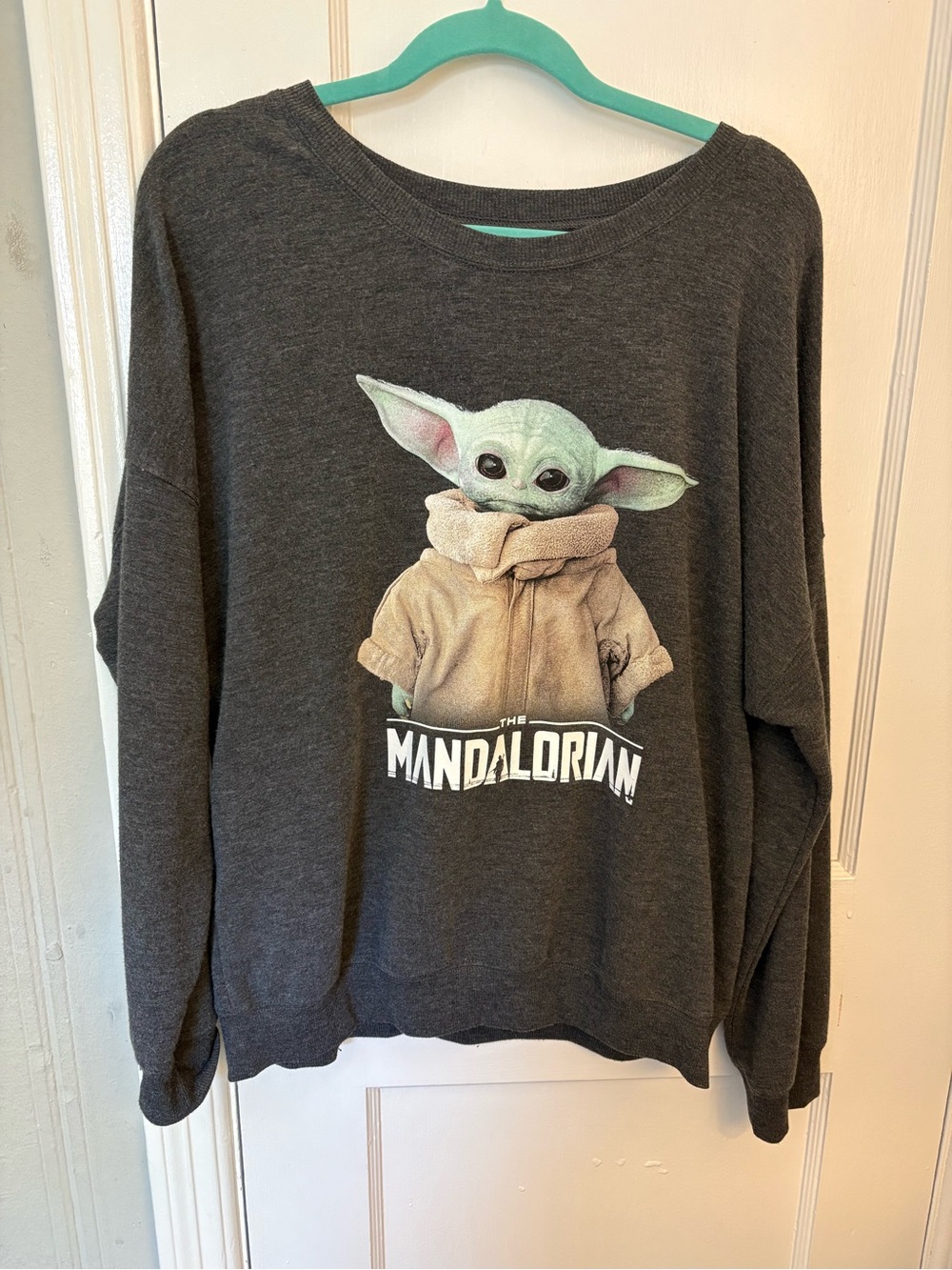 Star Wars Women's Charcoal Sweatshirt with Grogu and Tan Graphic